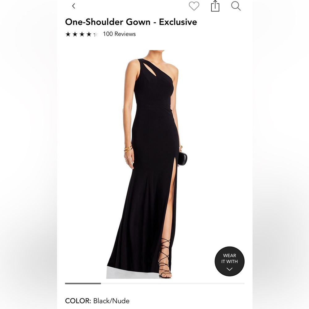 Aqua Black One-shoulder Gown